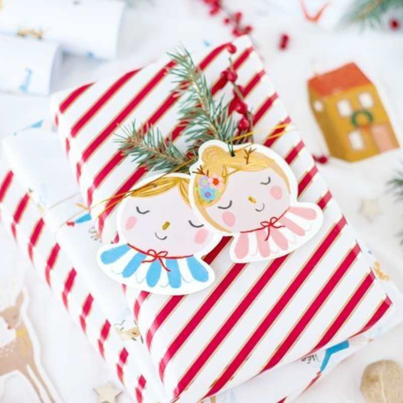 12 etiquetas para regalo Ángel, Casa y Ciervo - NAROSA SWEET PARTY