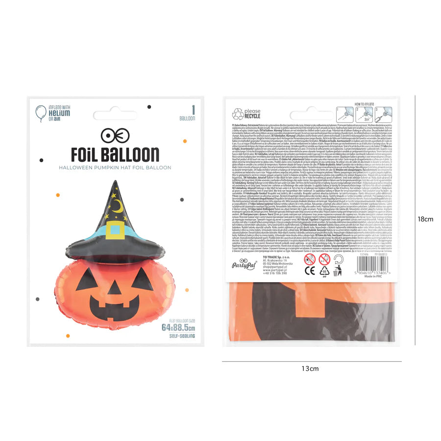 Pumpkin Balloon with Halloween Hat