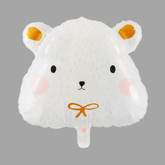 Polar Bear Metallic Balloon 51x45 cm - White with Gold Details