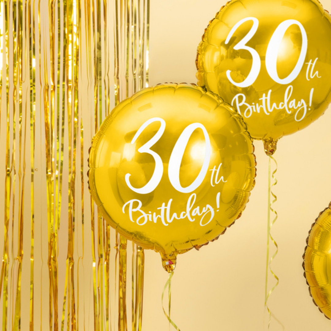 Globo Metálico Redondo con Número Edad en Blanco de 45cm – Aire o Helio