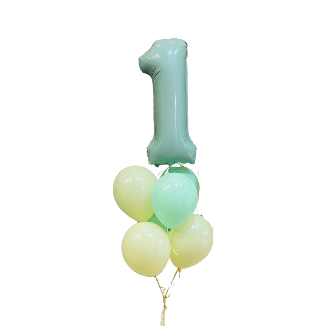 Bouquet Globus Número 70 cm Pastís + 7 Globus Biodegradables