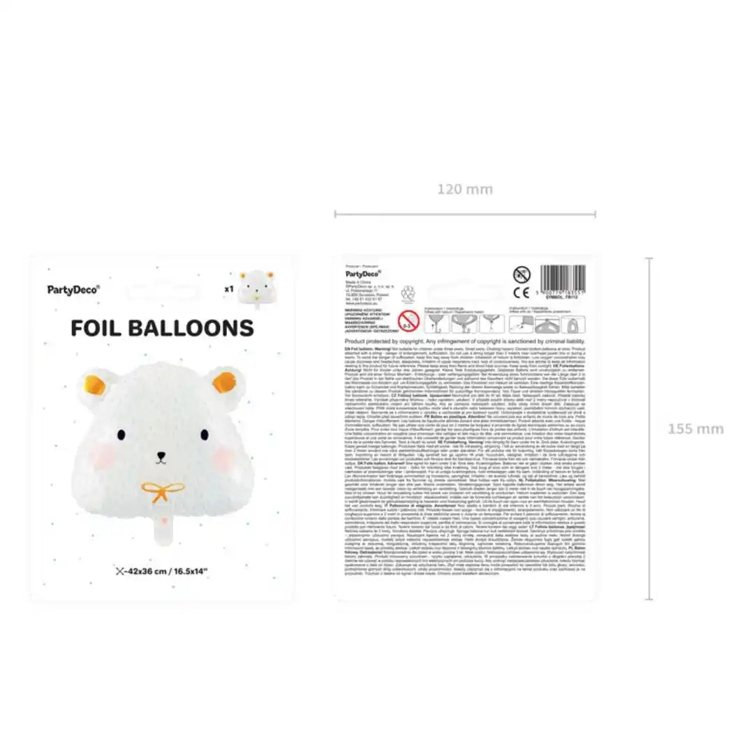 Globus Metàl·lic Ós Polar 51x45 cm - Blanc amb Detalls Daurats