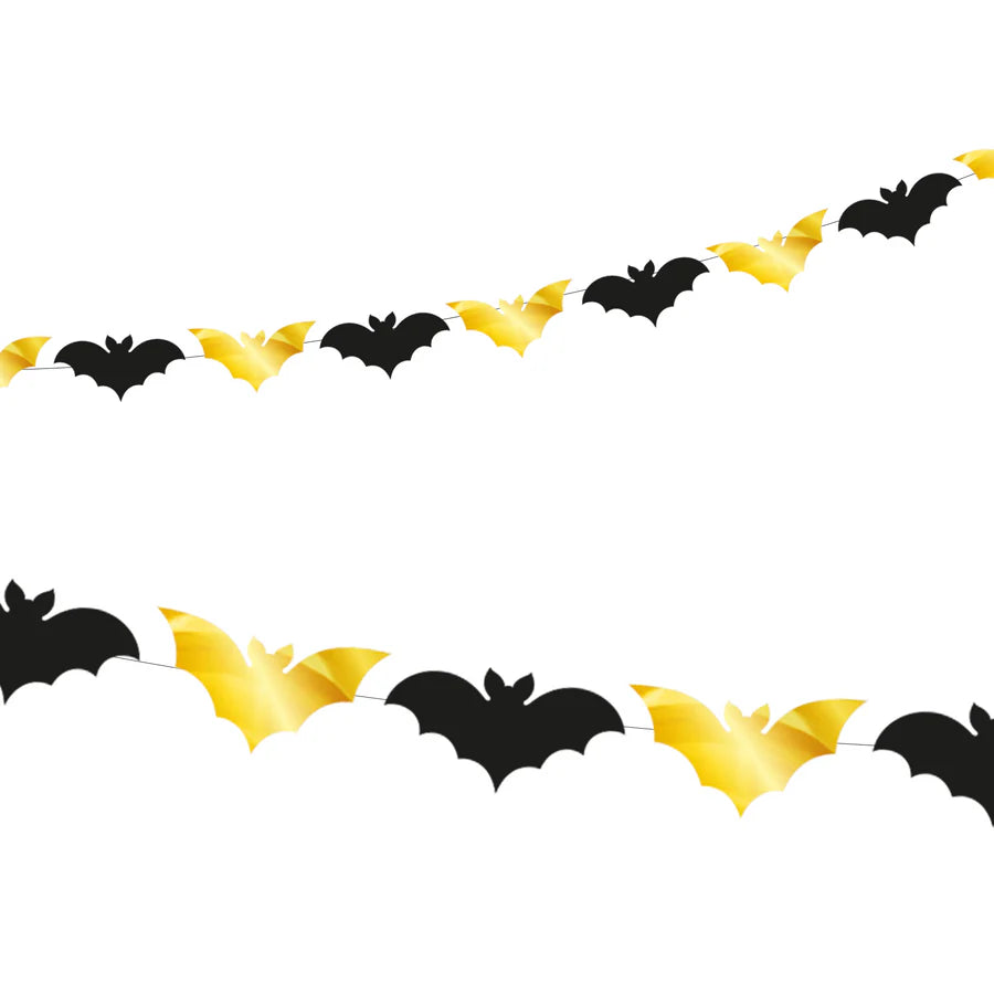 Halloween Garland Gold and Black Bats