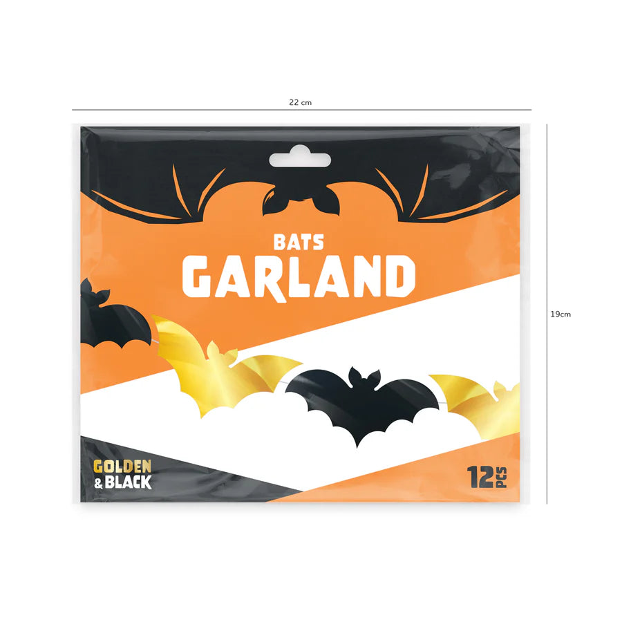Halloween Garland Gold and Black Bats
