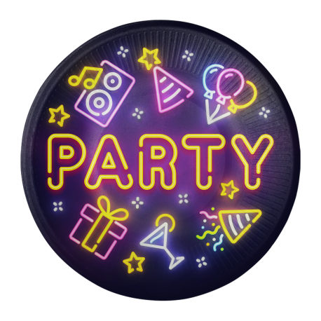 Platos Glow Party 18 cm - Fiesta Neón
