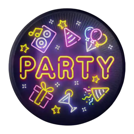 Platos Glow Party 18 cm - Fiesta Neón
