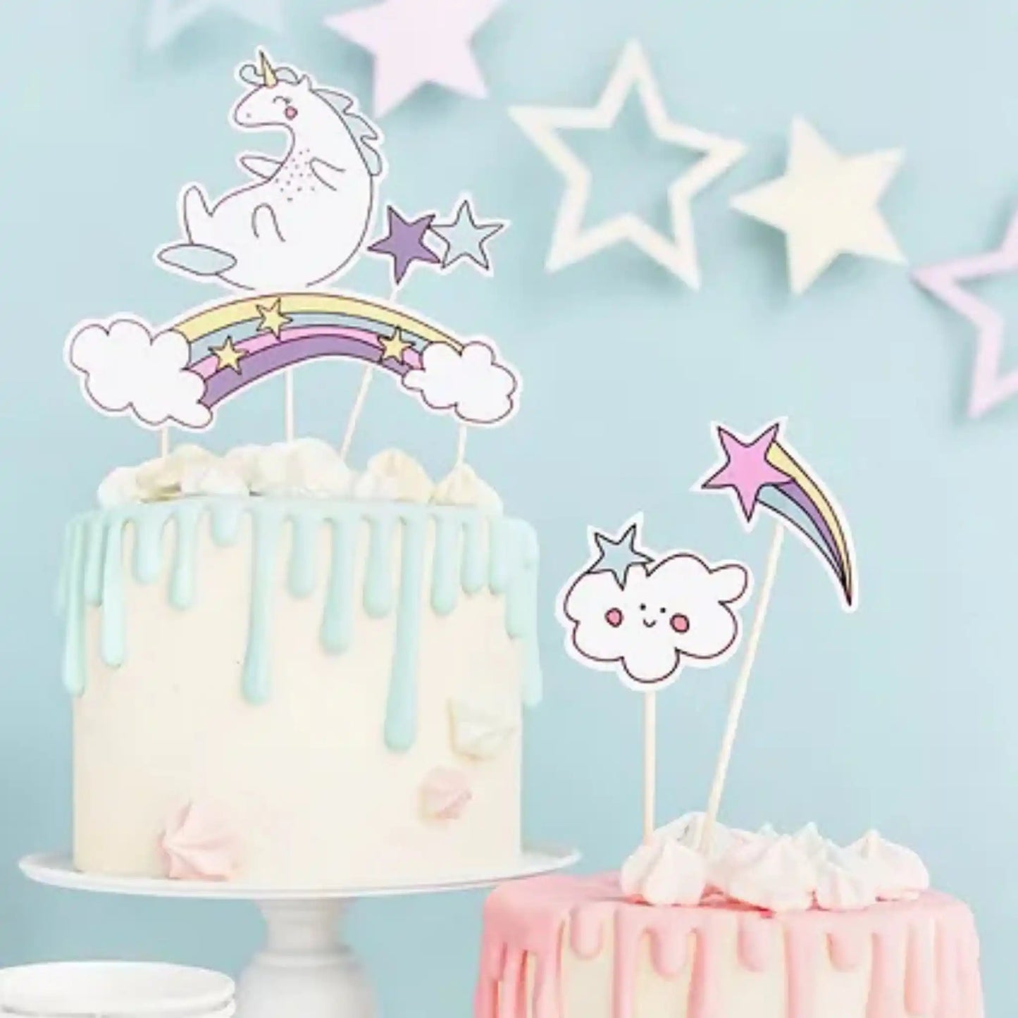 Topper para Pastel Unicornio de 23.5 cm - Set de 5 unidades - Narosa Sweet Party Barcelona