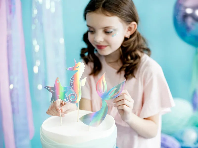 Iridescent Mermaid Cake Toppers - 3 Pieces
