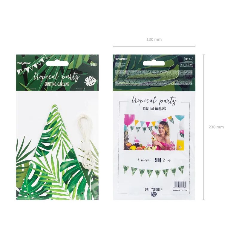 Decoración fiesta tropical guirnalda Aloha 8 banderines