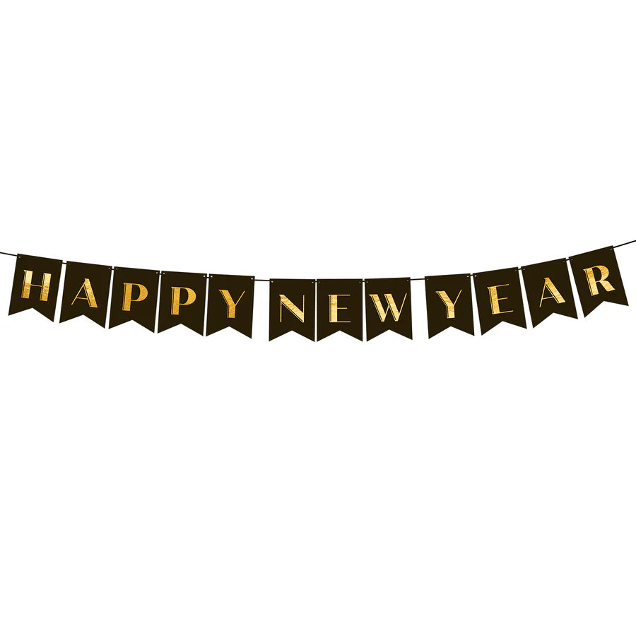 Banner Feliz Año Nuevo Negro 250cm