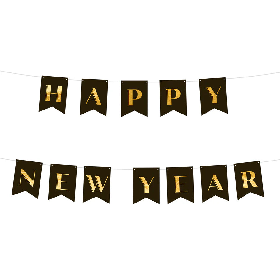 Banner Feliz Año Nuevo Negro 250cm