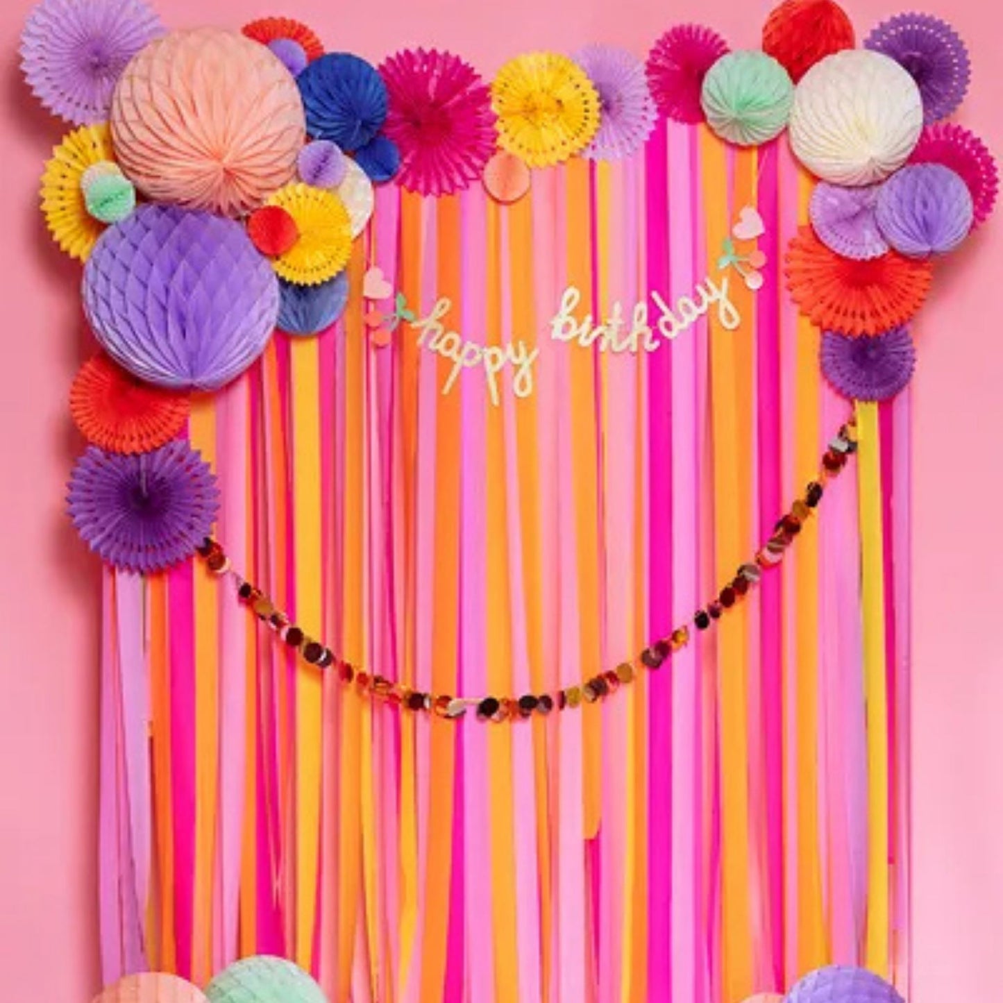 Paper Banner "Happy Birthday" - 100x18 cm, Multicolor