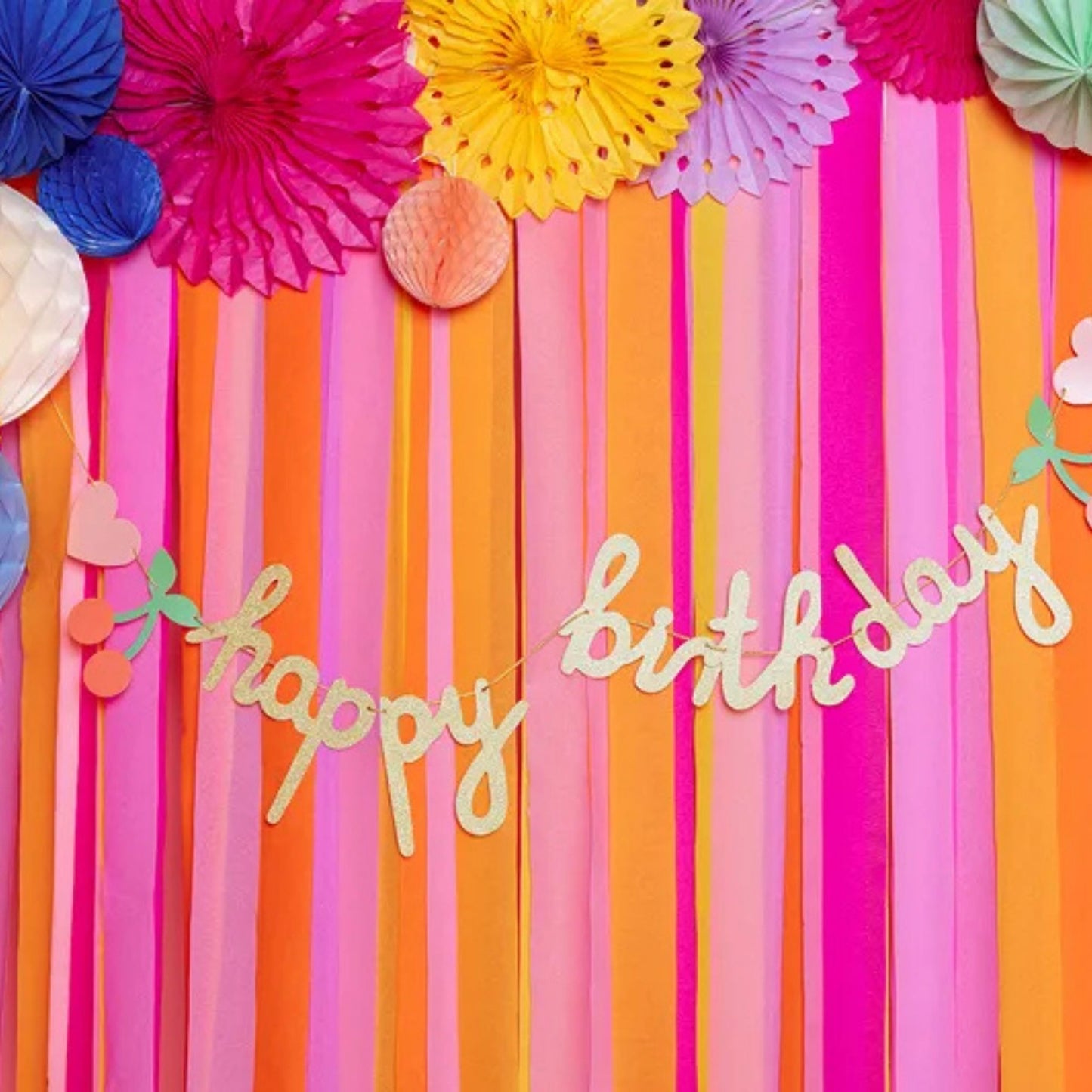 Paper Banner "Happy Birthday" - 100x18 cm, Multicolor