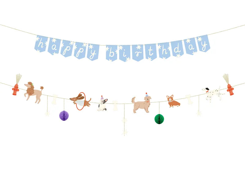 Happy Birthday Banner with Dogs - 210 cm