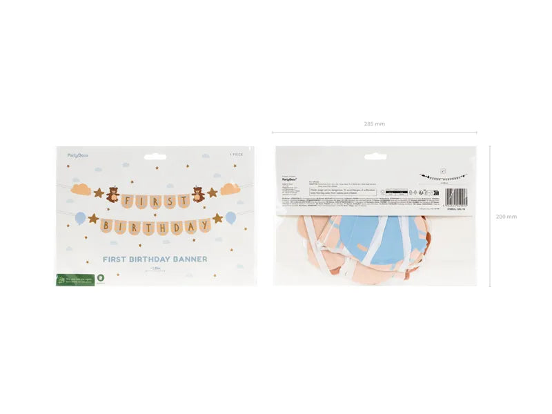 First Birthday Banner with Teddy Bears