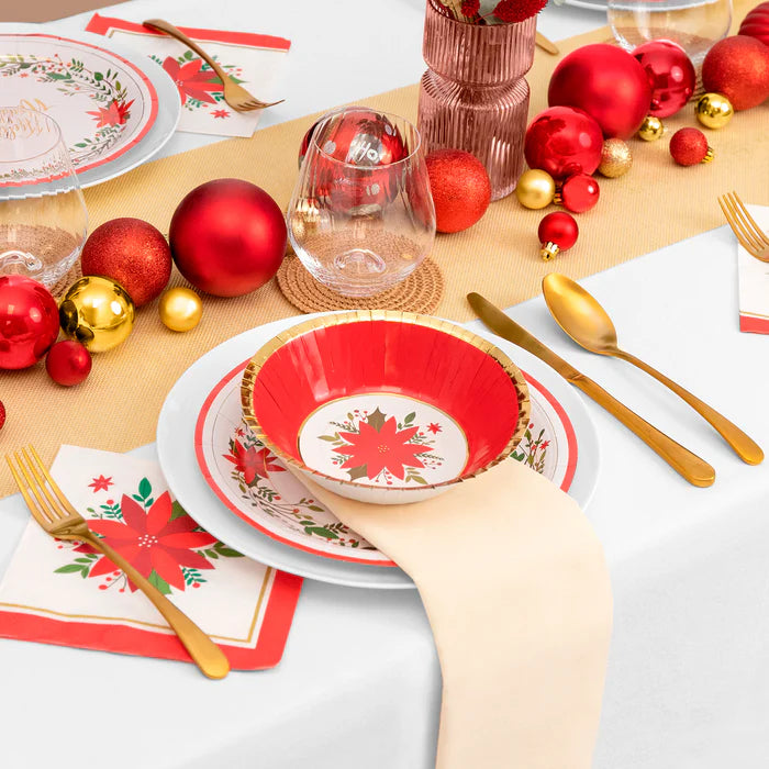 Christmas Poinsettia Round Bowl