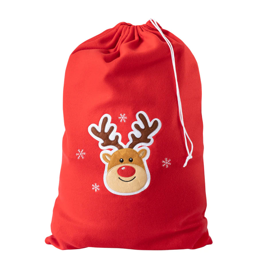 Red Reindeer Christmas Gift Bag 80x50 cm. Festive Packaging