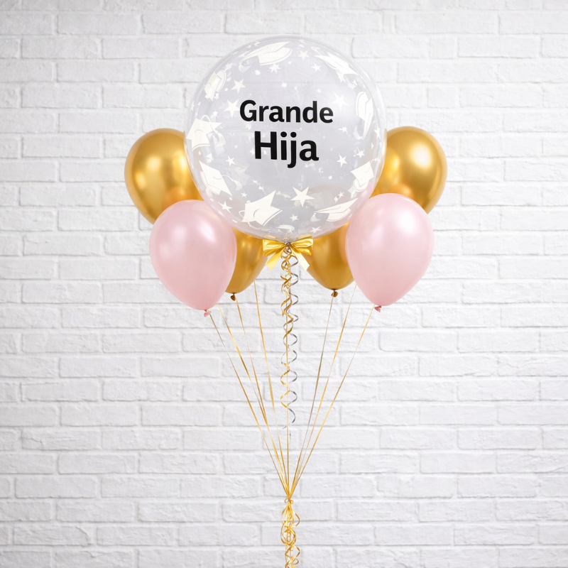 GLobo burbuja graducacion con glosobos de latex