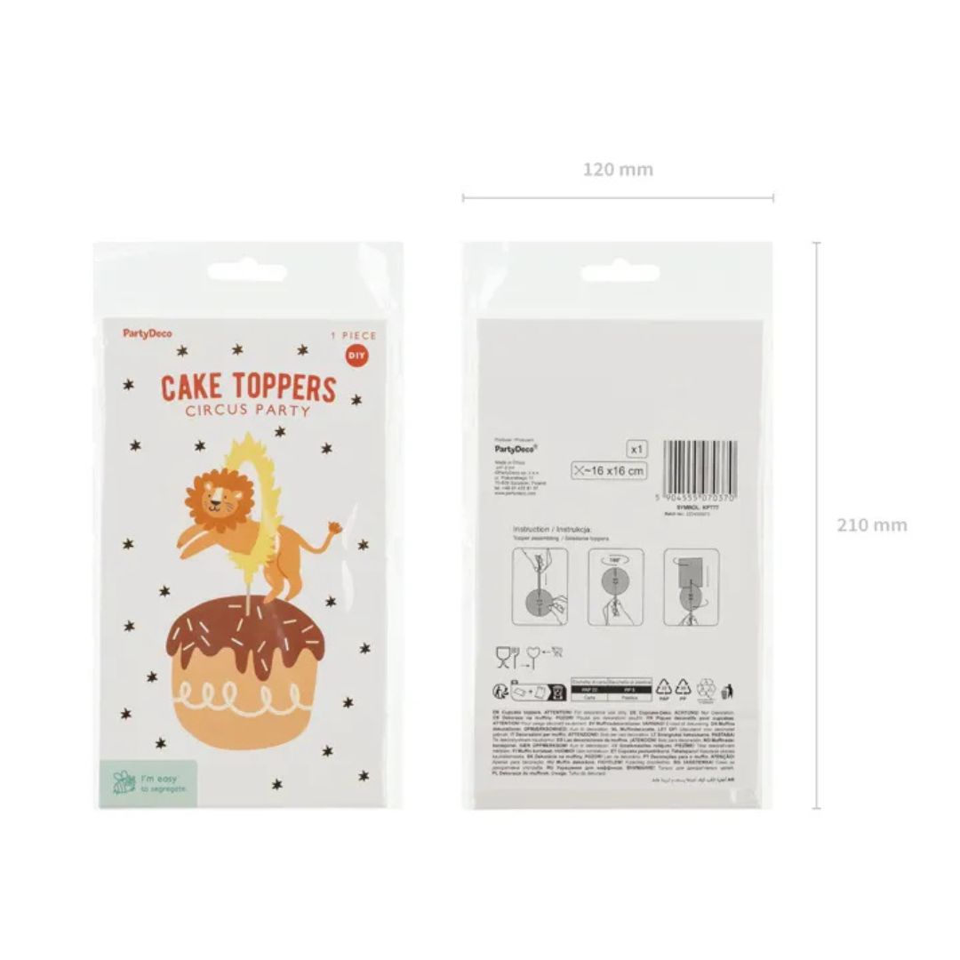 Lion Cake Topper - 16x16 cm, Assorted Colors, Easy Assembly
