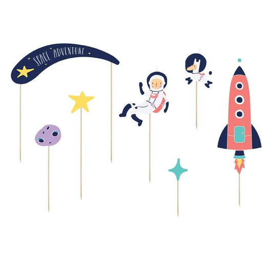 Cake topper Space set 7 piezas 9,5–24,5 cm