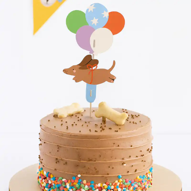 Cake Topper Dachshund, 9 x 17 cm, mix de colores - Narosa Sweet Party Barcelona
