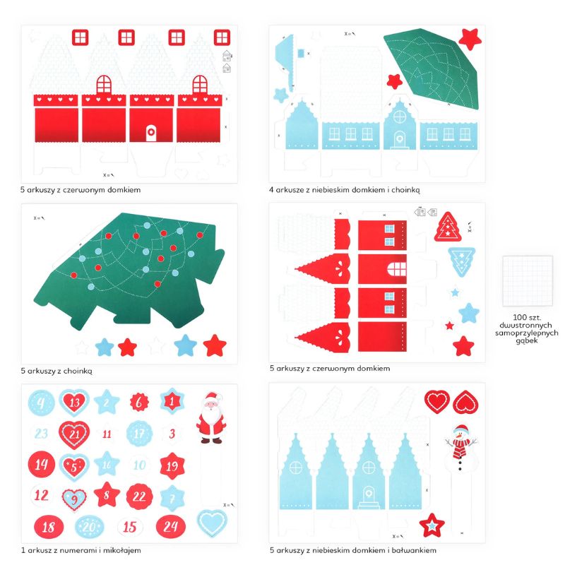 Manualidad de Navidad para niños con casitas de papel
