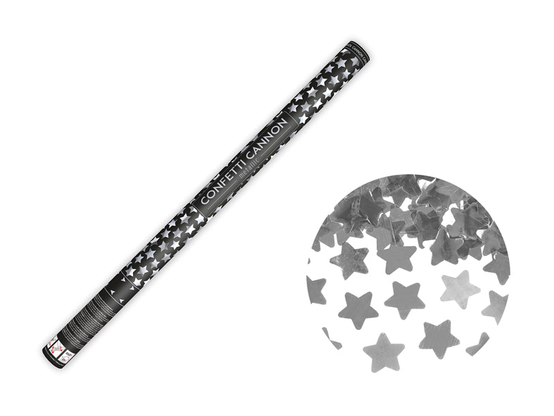 Cañón de Confeti con Estrellas Doradas o Plateadas - 4 Tamaños disponibles