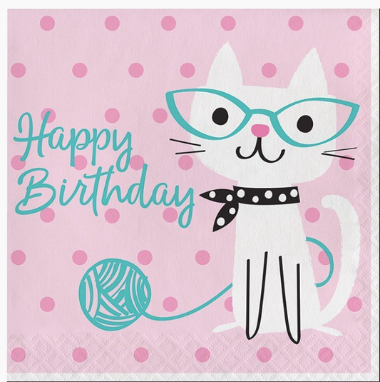 Servilletas Happy Birthday Purr-fect Party 33 cm