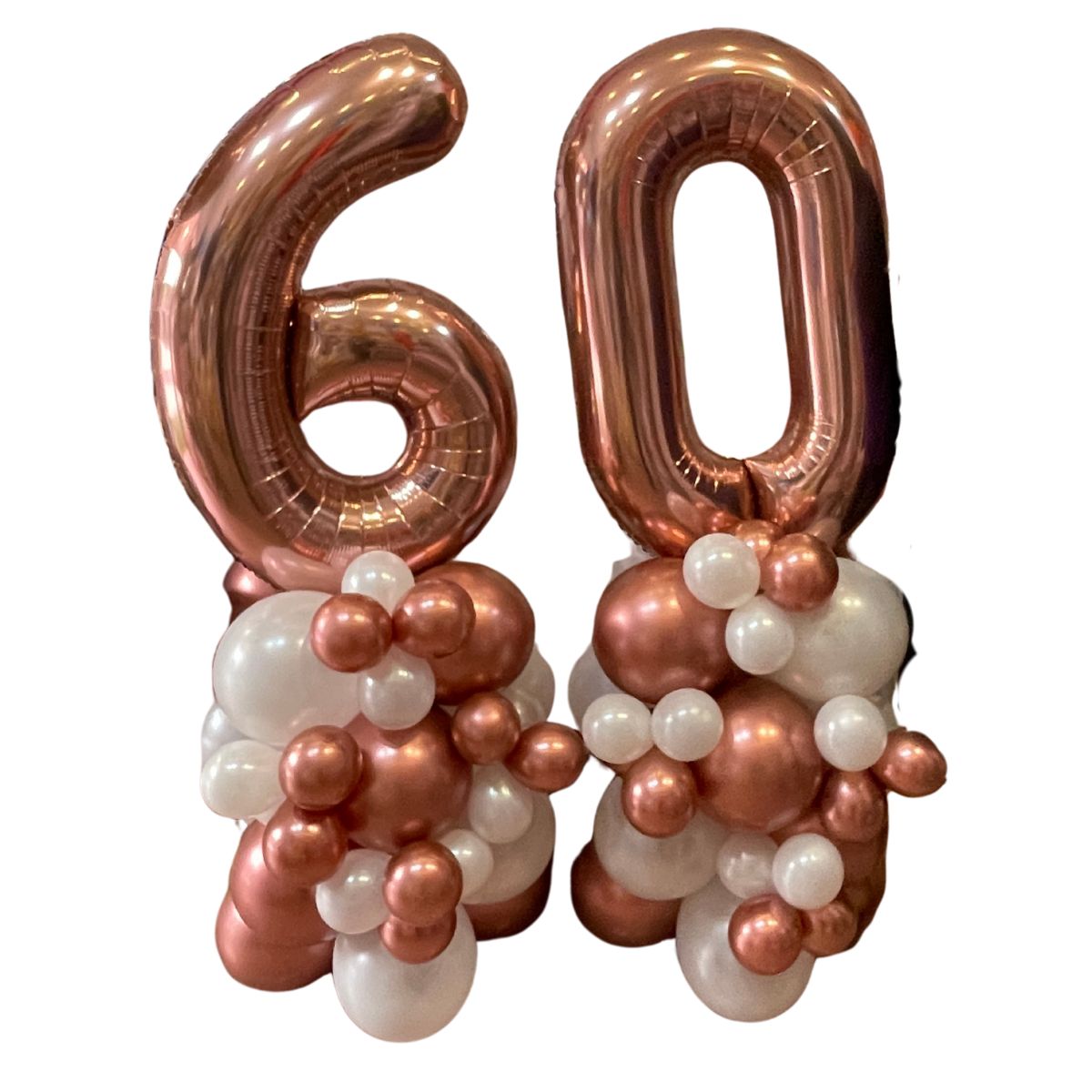 Columna de Globos con Número Metalizada (1,5 m) –Cromada, Sin Helio