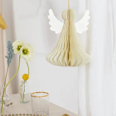 Decoración de Papel en Nido de Abeja Ángel Marfil