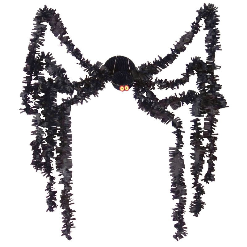 Decoración colgante Halloween araña panal 11 x 21 cm
