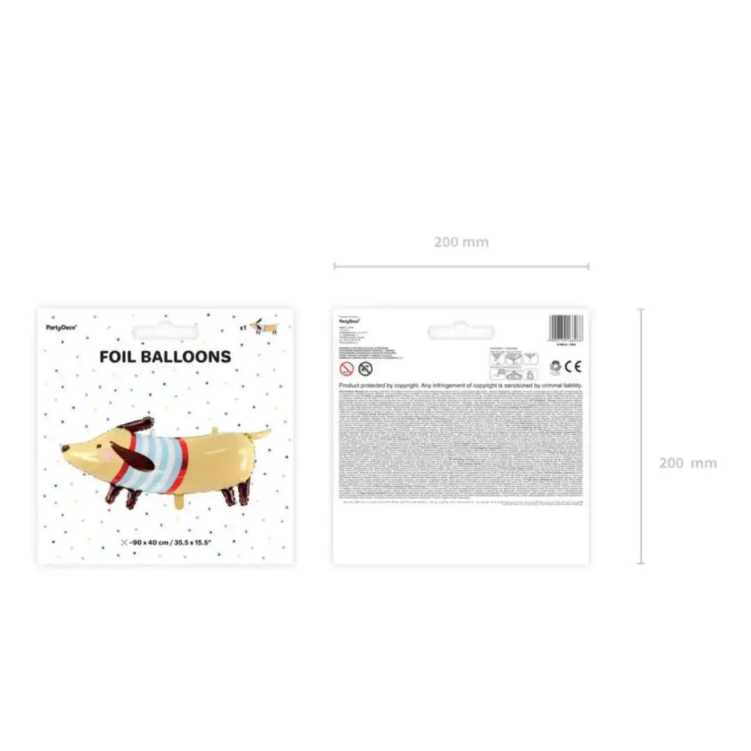 Globo de Aluminio Perro Salchicha Dachshund – 92x40 cm – Aire o Helio – 1 ud. - Narosa Sweet Party Barcelona