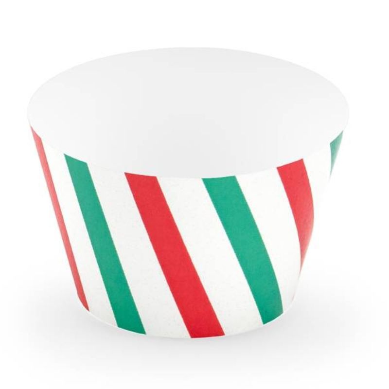 Decoración de cupcakes con rayas rojas y verdes