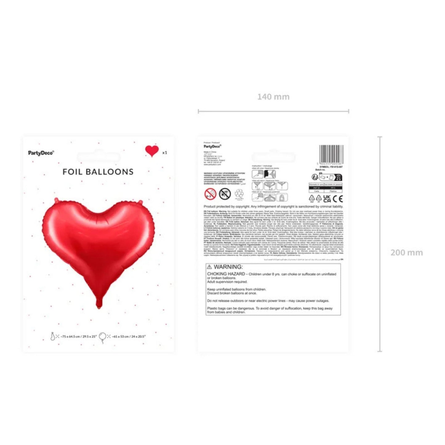 Red or Rose Gold Heart Foil Balloon 75x64.5 cm - Romantic Decoration