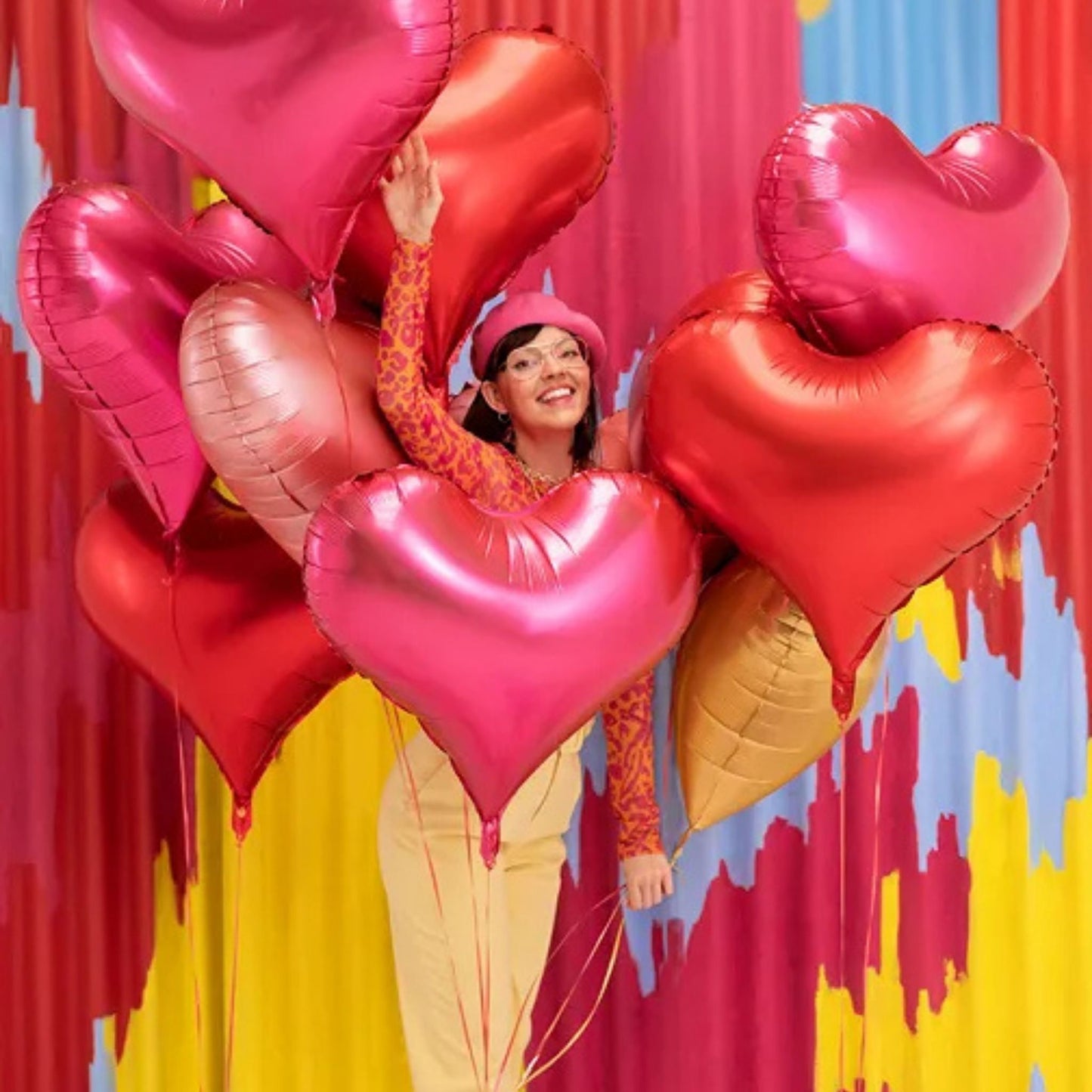 Red or Rose Gold Heart Foil Balloon 75x64.5 cm - Romantic Decoration