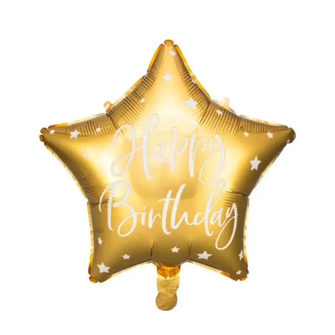 Globo Estrella Happy Birthday 40 cm - Colores Surtidos, Aire o Helio - Narosa Sweet Party Barcelona