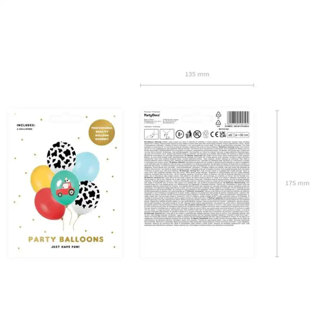 Globos Granja 30 cm – Pack x6 Biodegradables para Fiesta Infantil Temática - Narosa Sweet Party Barcelona