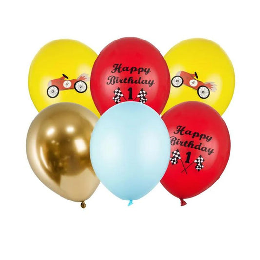 Globos Happy Birthday en colores vivos y biodegradables, pack x6