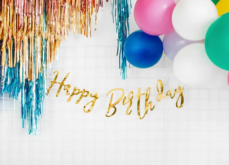 Pancarta Feliz Cumpleaños Colores Metalizados