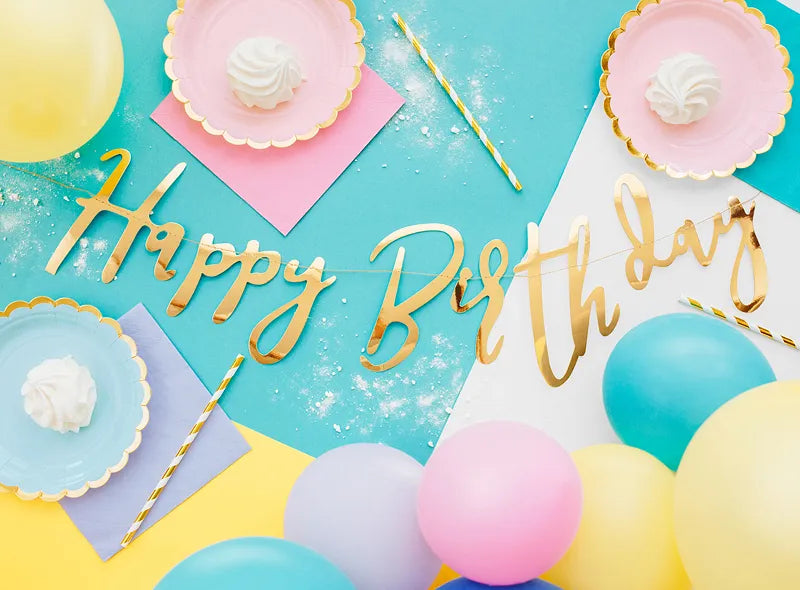 Pancarta Feliz Cumpleaños Colores Metalizados