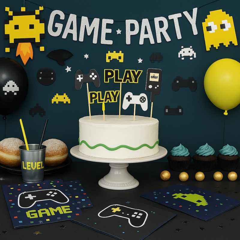 Decoración para cupcakes en fiesta Gamer