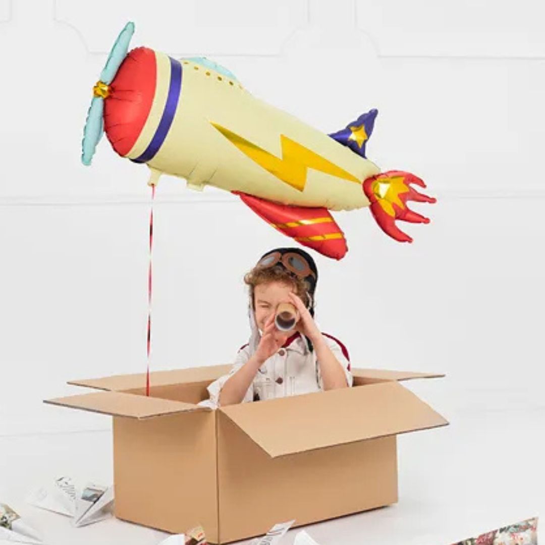 Airplane Foil Balloon 91x39 cm - Mixed Colors, Suitable for Air and Helium
