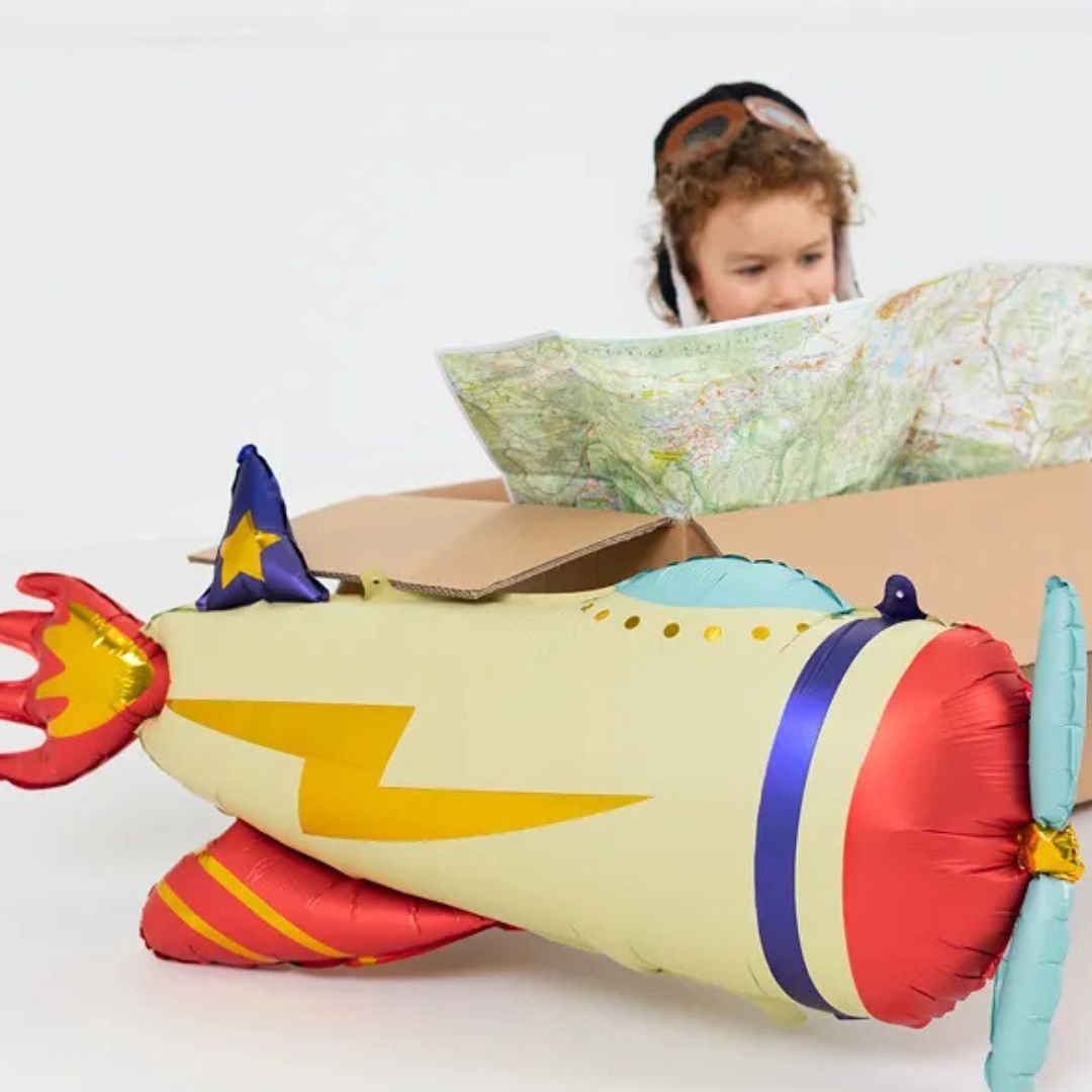 Airplane Foil Balloon 91x39 cm - Mixed Colors, Suitable for Air and Helium