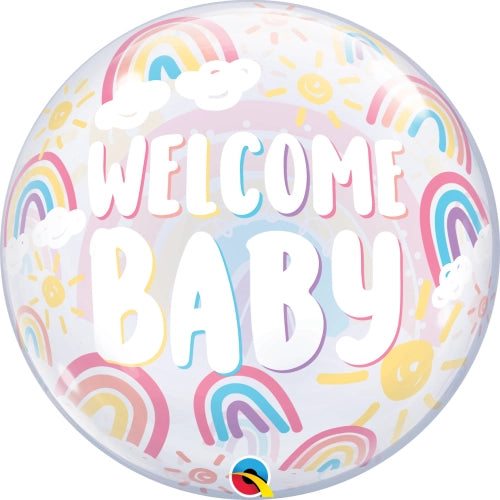 Bubble Balloon 22" Welcome Baby Boho Rainbow