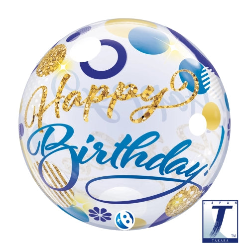 Globus Bubble 22" Aniversaris Blau i Daurat