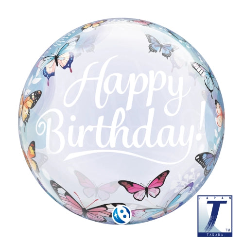 Globus Bubble 22" Aniversaris Papallones Suaus