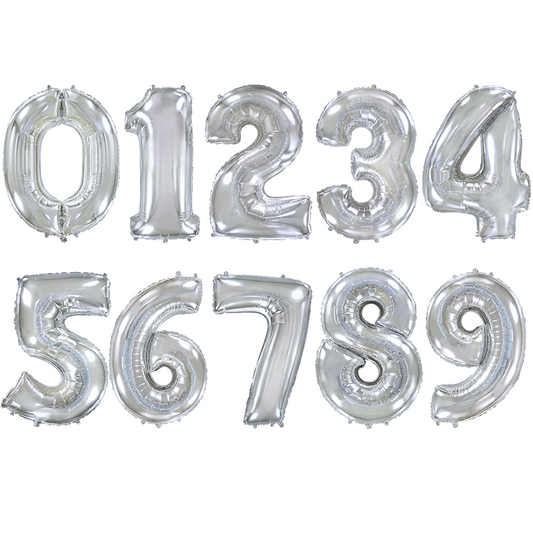 Silver Number Foil Balloon 70 cm (32) - Air or Helium