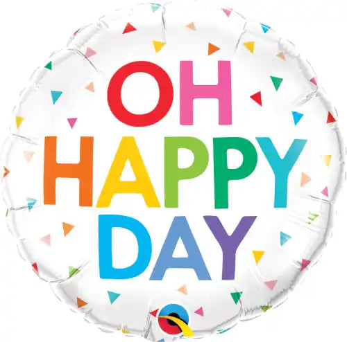 Globo Foil Redondo 18" Confetti Arcoíris Oh Feliz Día