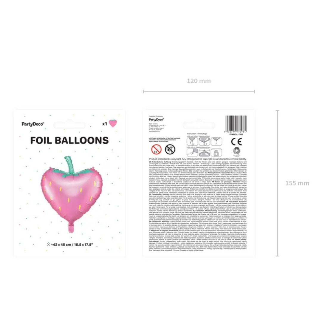 Globo Metálico Fresa 42x45 cm - Colores Mixtos con Detalles Dorados