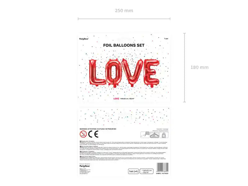 Globo Metalizado Love Rojo 140x35 cm | Apto Aire - Narosa Sweet Party Barcelona